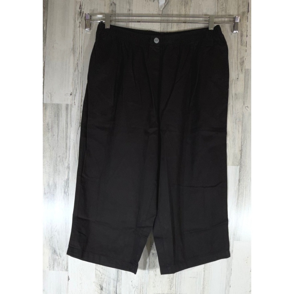 Woman Within Capri Pants 22W Black Elastic Waist Pull On Casual Twill READ